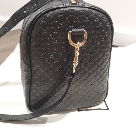 Authentic Gucci Microguccisima GG Black Leather Embossed Boston bag - Picture 9 of 12